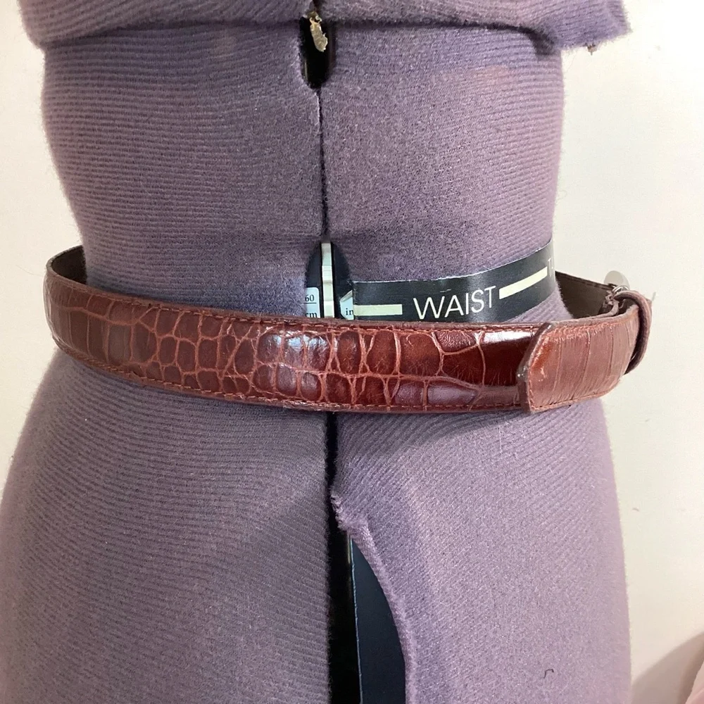 St Johns Bay Croc Embossed Leather Belt Size M